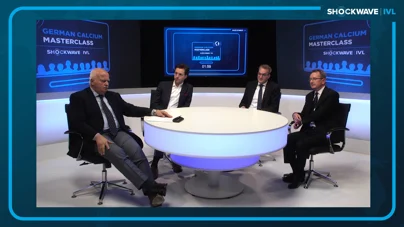 four professionals talking around a table